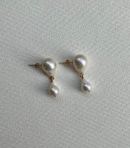 14K Baroque Pearl Drops