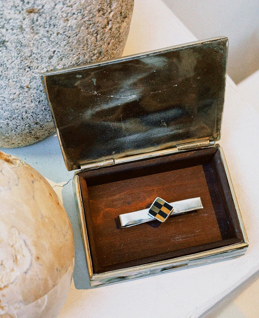 Onyx and Tiger's Eye Tie Slide