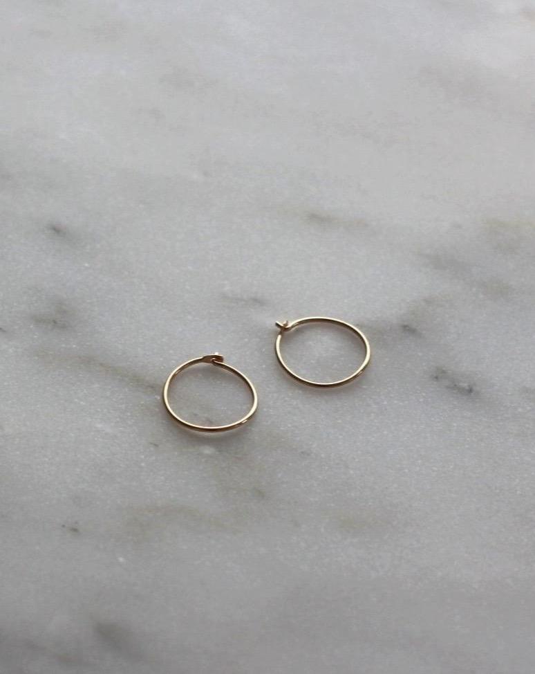 14K Thin Hoops