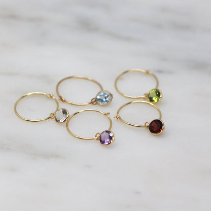 14K Gem Hoops